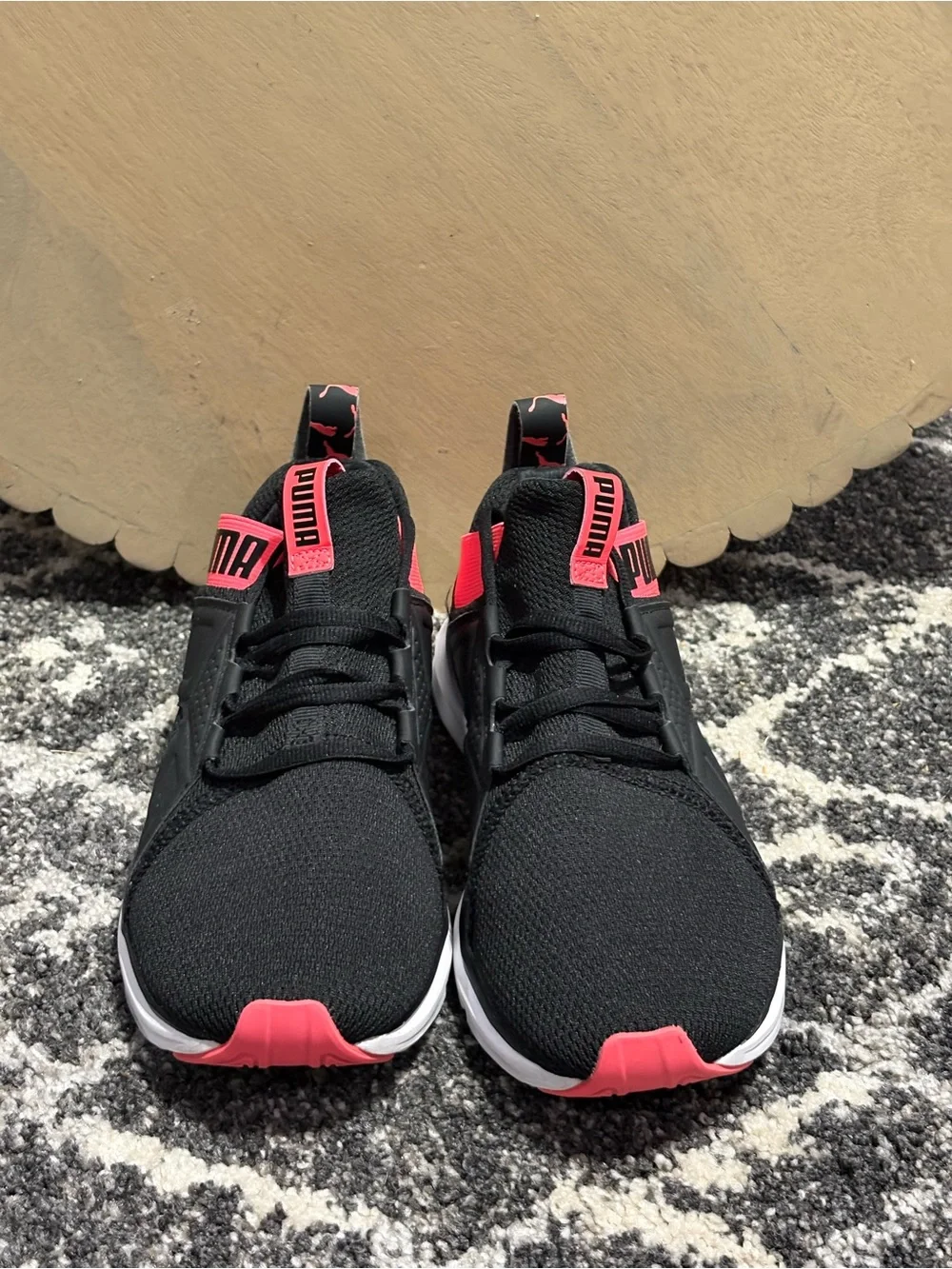 PUMA Enzo 2 High Top Youth 6C/Women's 7.5 Black Pink Running Shoes